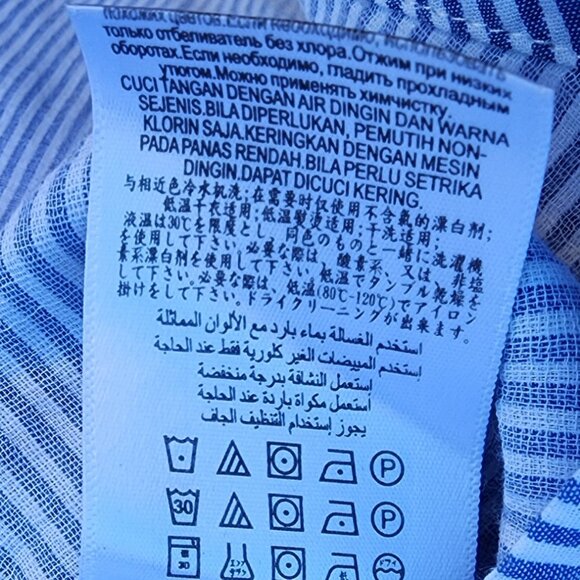 BCBGMAXAZRIA Jola Stripe Chambray Blouse, Size Medium - Picture 9 of 10